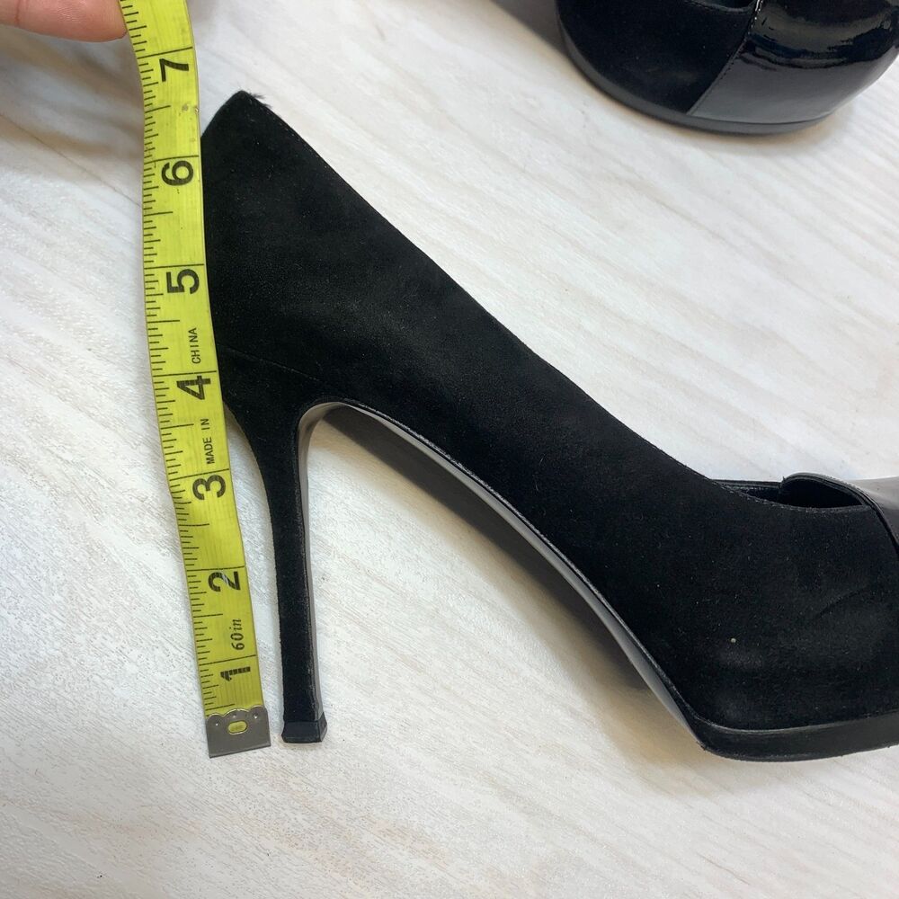 Yves Saint Laurent Tribtoo Pumps Women's Size 9.5 Black Suede Cap Toe Classic - Picture 10 of 12